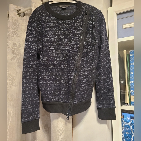 Armani Exchange Navy/Black Silver Assymetrical zipper jacket M - Picture 3 of 6